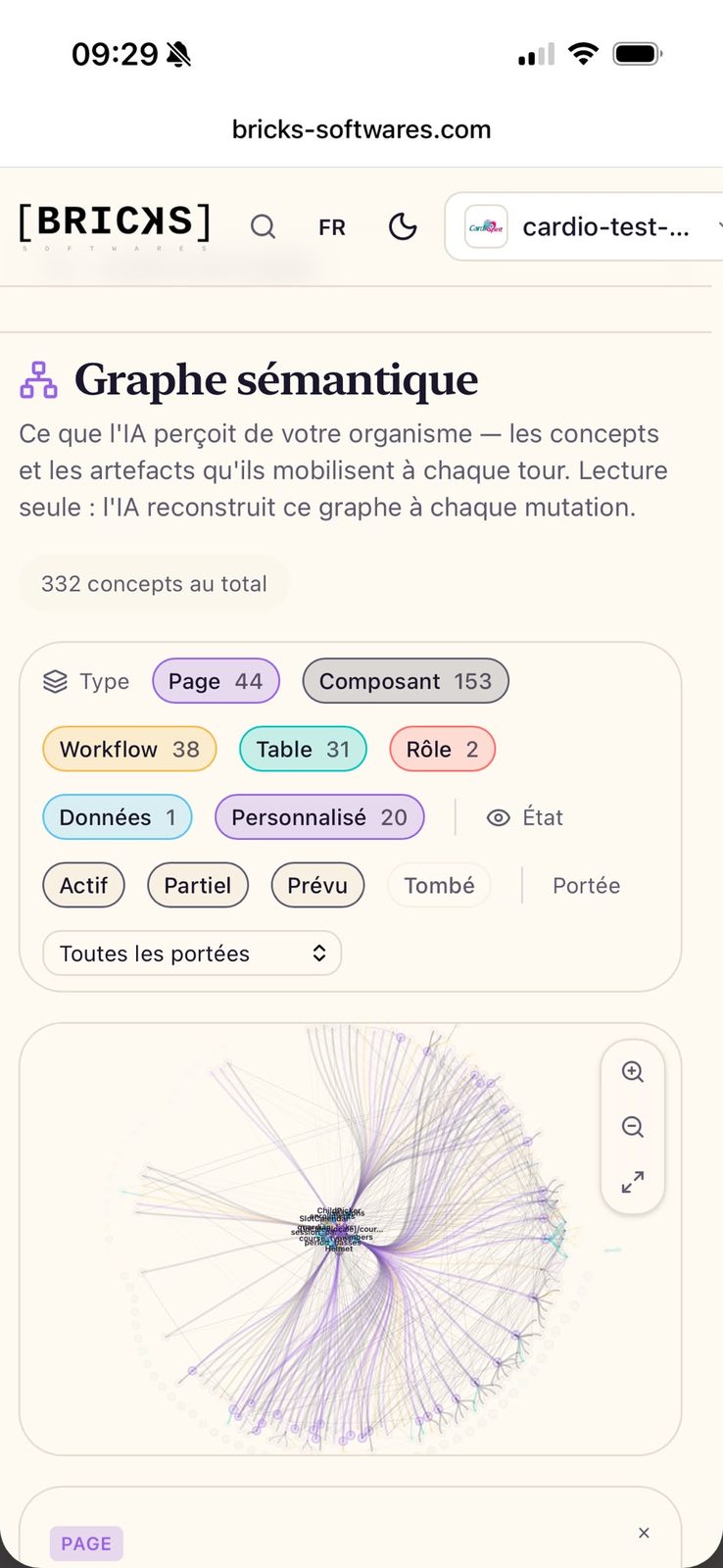 The Bricks semantic graph on mobile